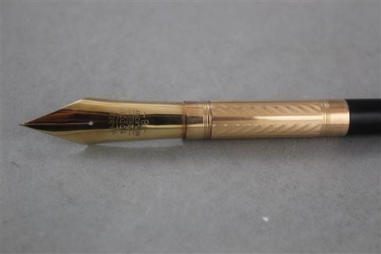 A Mabie Todd No.8 ebony and gold plated dip pen, 7.25in.